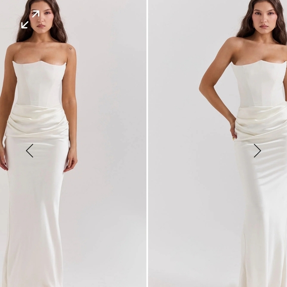 Sexy chic maxi strapless dress in 4 colors ivory,black,smoke and ruby - Picture 7 of 16